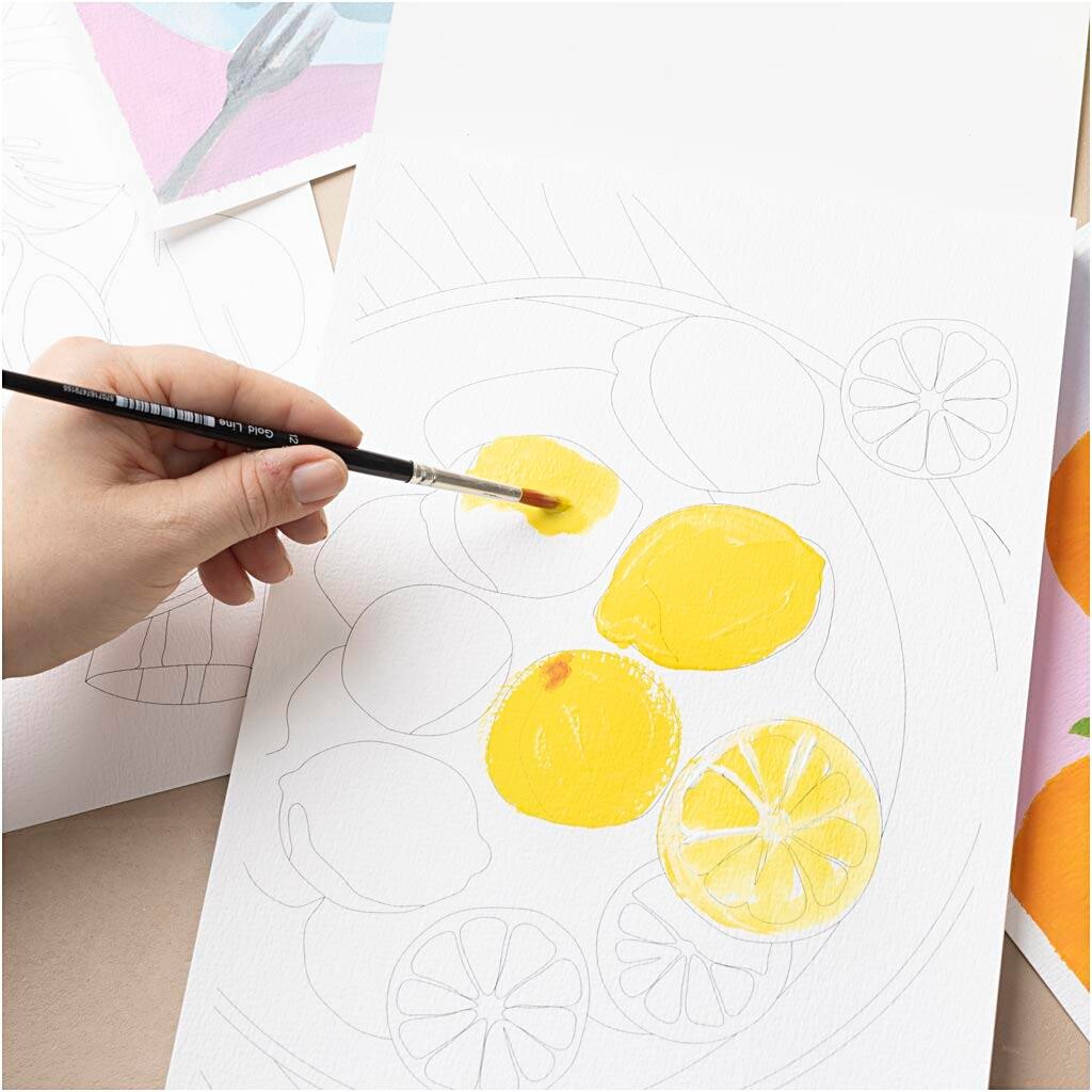 Colour-in Papirblok, A4, ark 210x297 mm, koldpresset,mellemkornet, 300 g, hvid, 20 ark/ 1 stk.