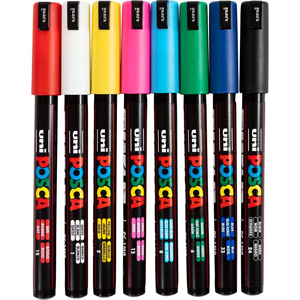 Posca Tusch, nr. PC-1MR, streg 0,7 mm, extra-fine, ass, 8 stk./ 1 stk.
