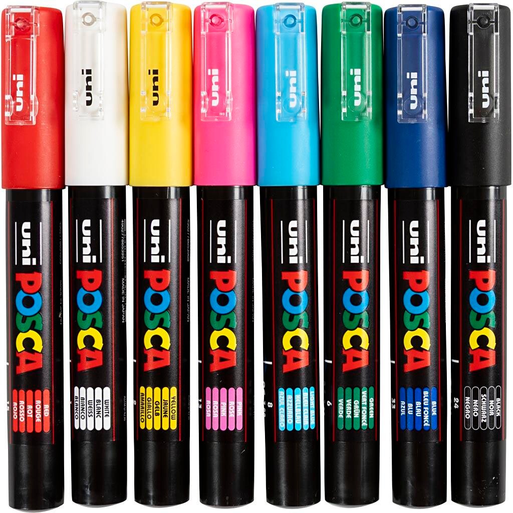 Posca Tusch, nr. PC-1M, streg 0,7 mm, extra-fine, ass, 8 stk./ 1 stk.