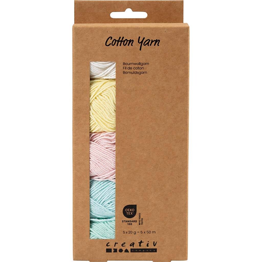 Bomuldsgarn | nr. 8/4, L: 5x50 M, pastelfarver | 5x20 g/ 1 pk.