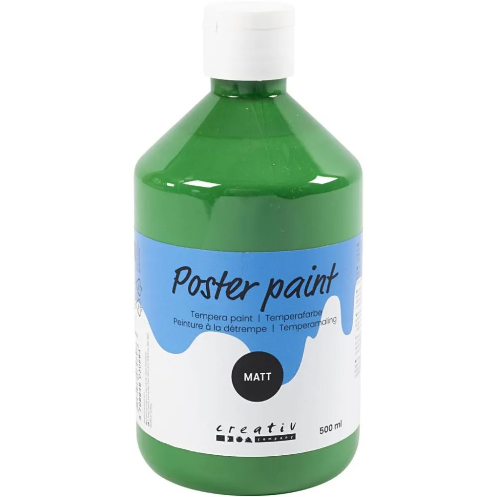 Skole temperamaling mat, mørk grøn, mat, 500 ml
