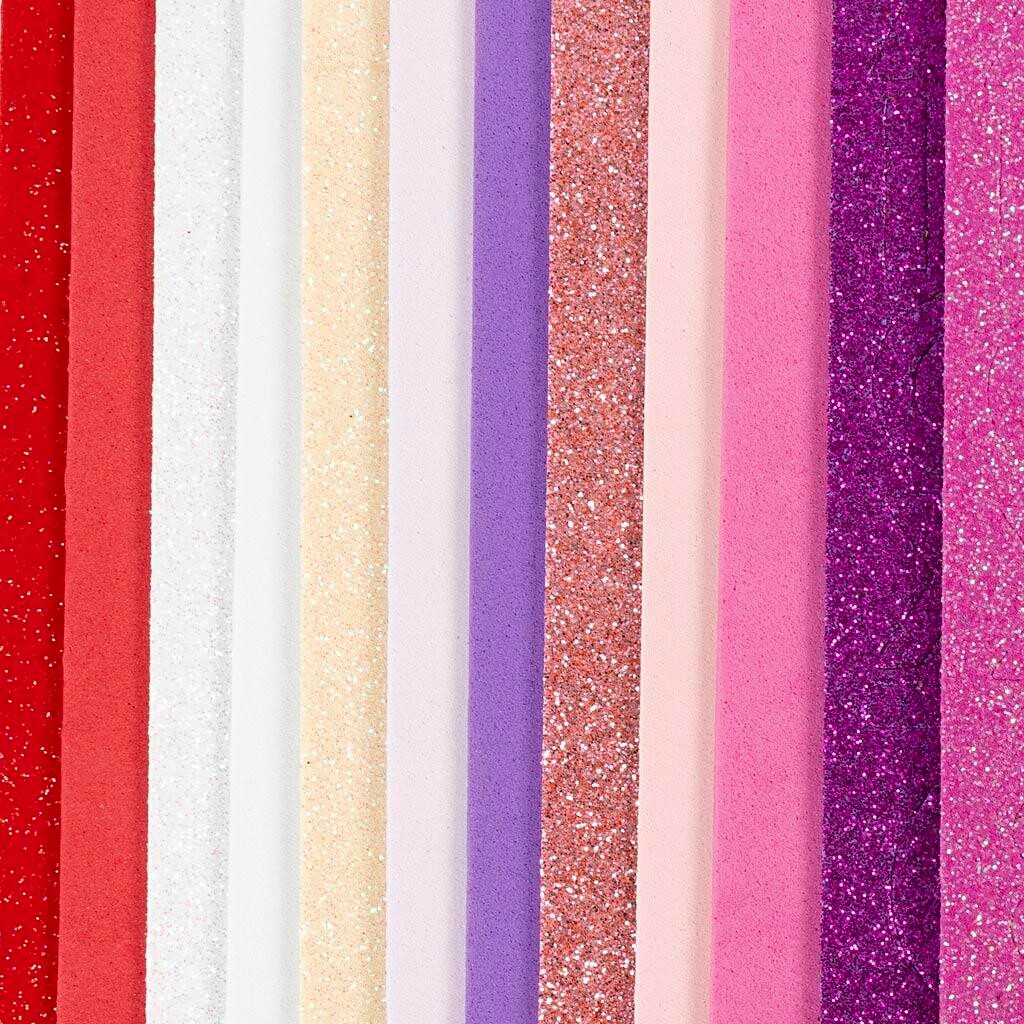 Mosgummi ark - 14x25 cm, tykkelse 2 mm, lilla/pink harmoni - 12 ark/ 1 pk.