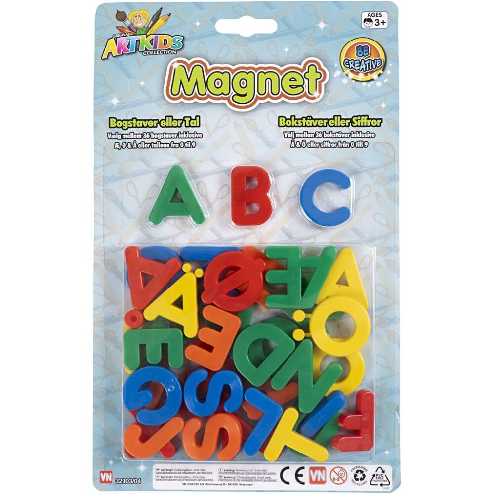 Magnet bogstaver - Farvede - 48 stk