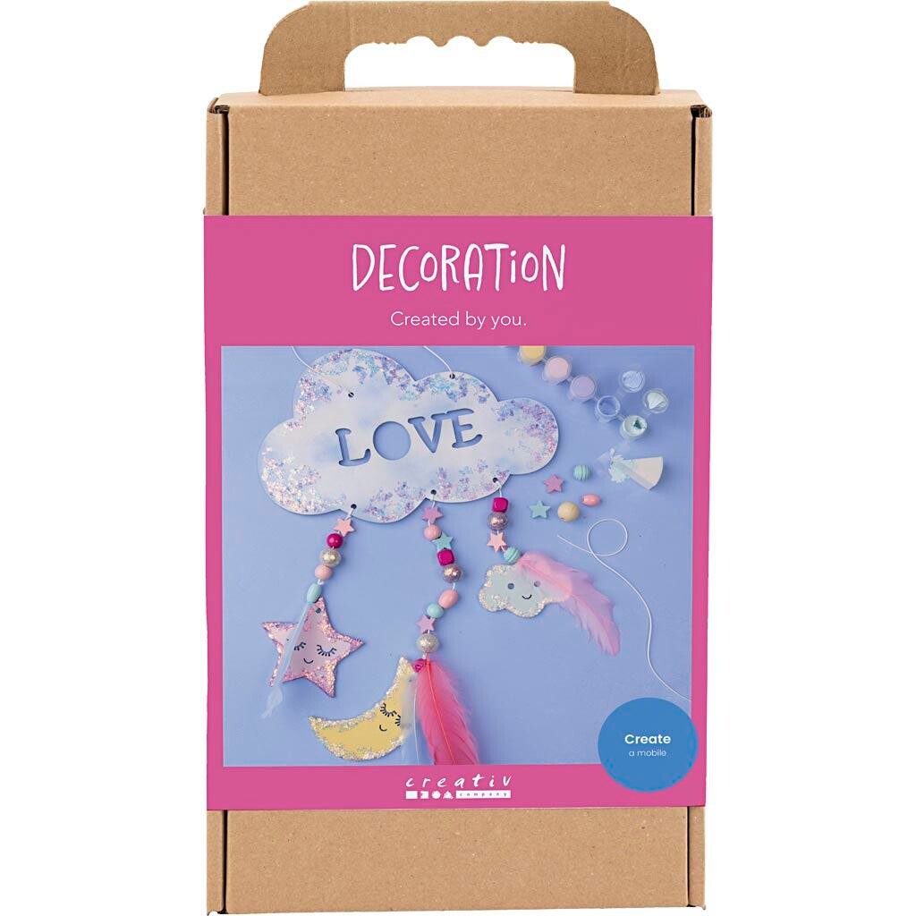 DIY Kit Dekoration | Sky, måne, stjerne, glitterfarver, pastelfarver | 1 pk.
