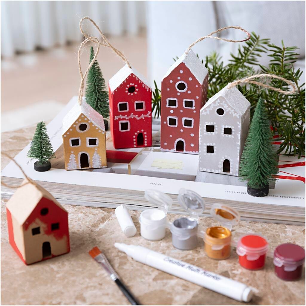 Mini DIY Kit Dekoration | Huse, julefarver | 1 pk.