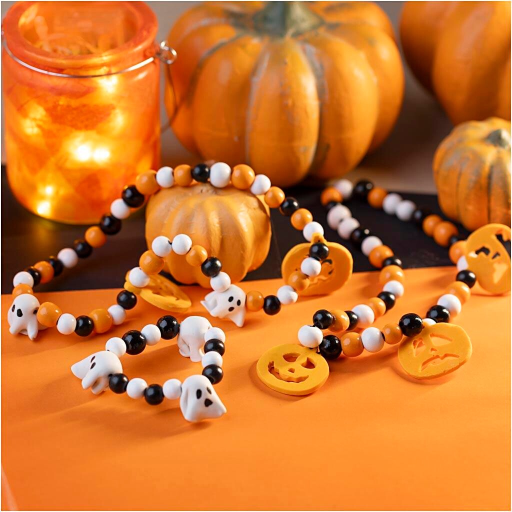 Mini DIY Kit Smykker, Halskæde og armbånd, halloweenfarver, 1 pk.