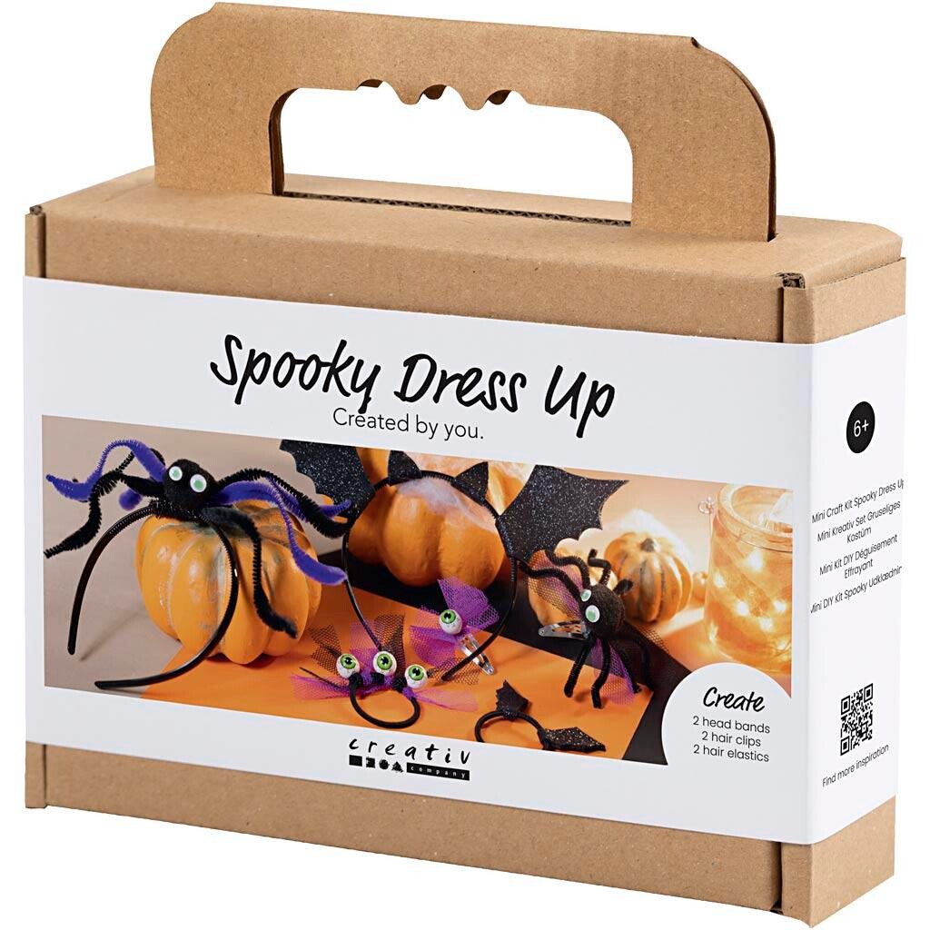 Mini DIY Kit Spooky Udklædning, Hårbøjler, hårspænder og hårelastikker, black, lilac, purple, 1 pk.