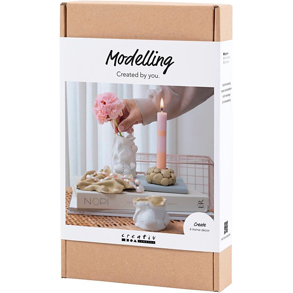 DIY Kit Modellering | Vaser og lysestager, beige, elfenben, råhvid | 1 pk.