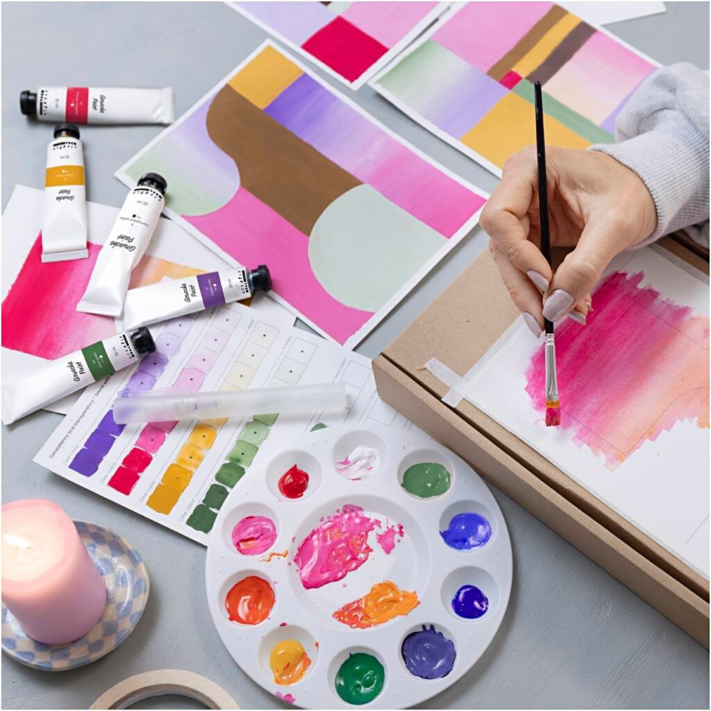DIY Kit Gouache, Malerier, ass. farver, 1 pk.