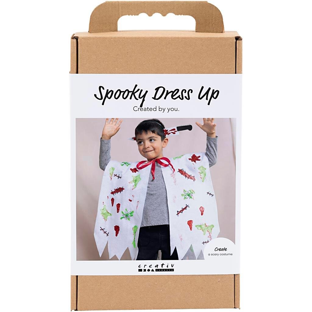 DIY Kit Spooky Udklædning, Kappe og hårbøjle, ass. farver, 1 pk.