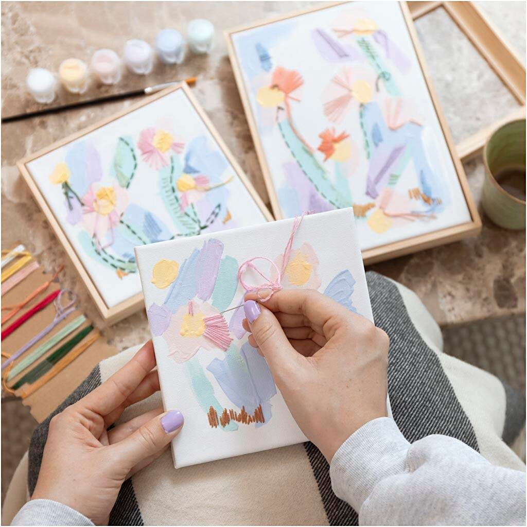 DIY Kit Broderi, Billeder, pastelfarver, 1 pk.