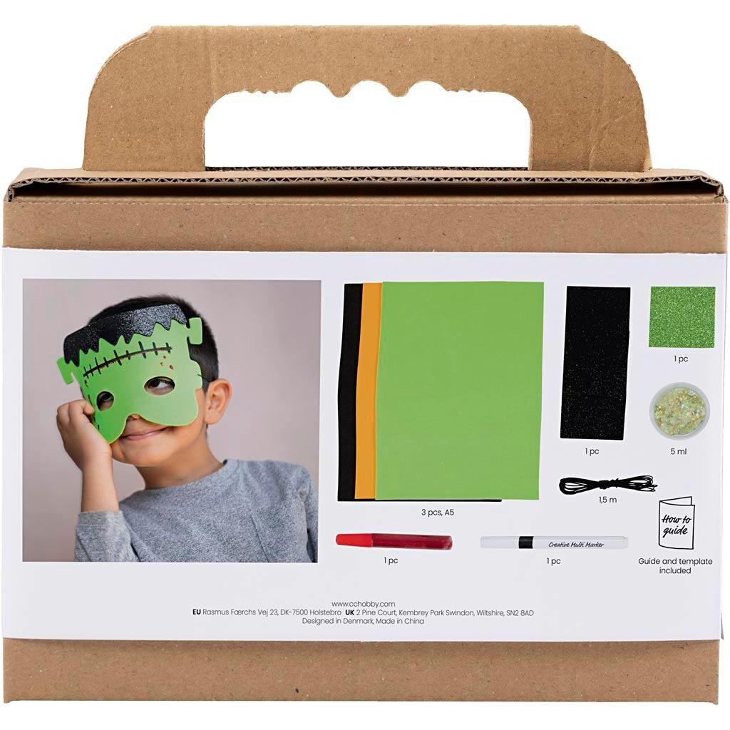 Mini DIY Kit Spooky Udklædning, Masker, halloweenfarver, 1 pk.