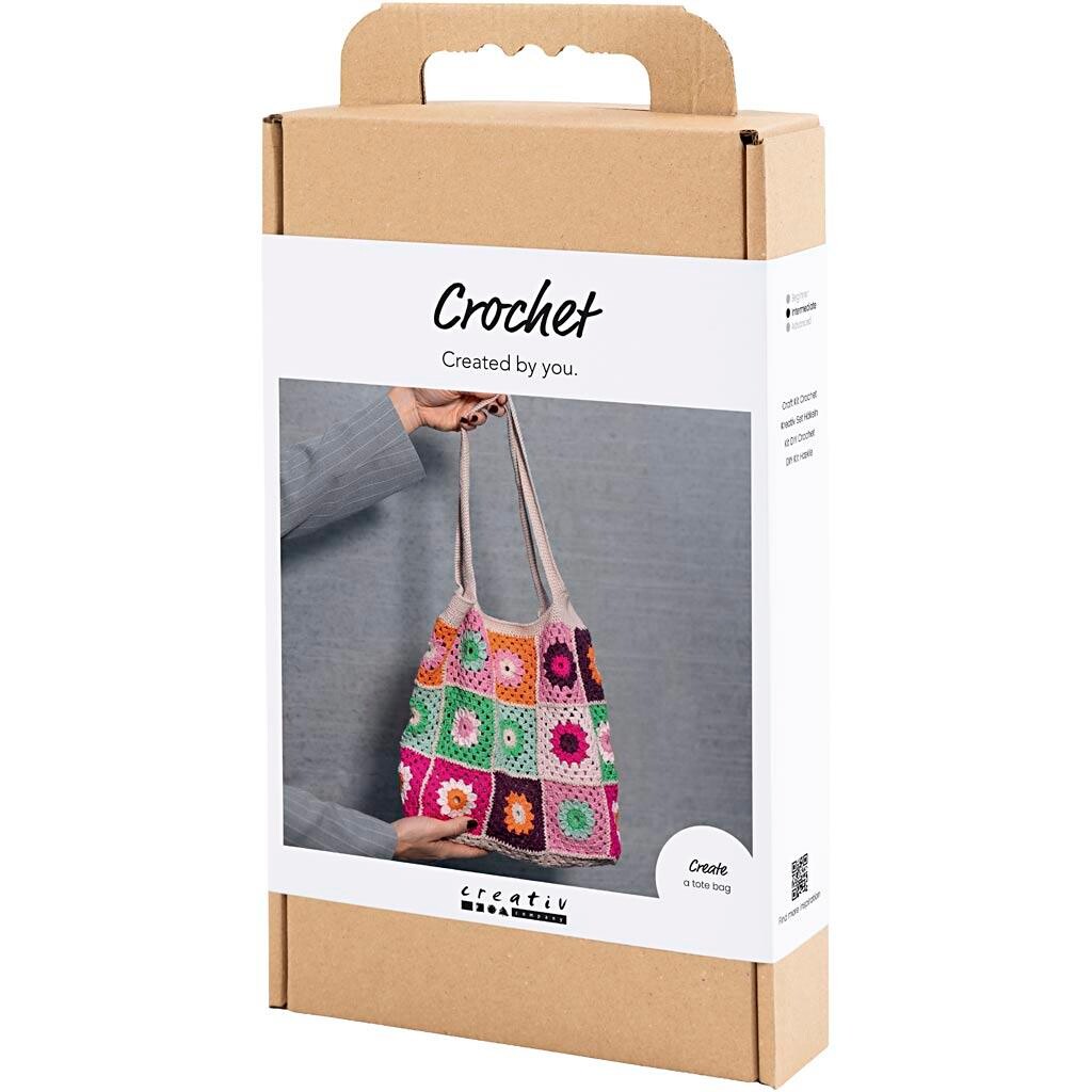 DIY Kit Hækle | Taske, colorful, crème | 1 pk.