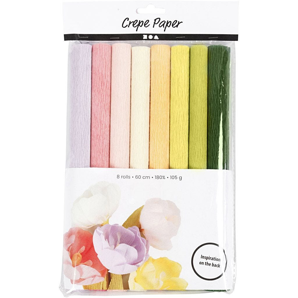 Crepepapir pastelfarver 25x60 cm 105 g