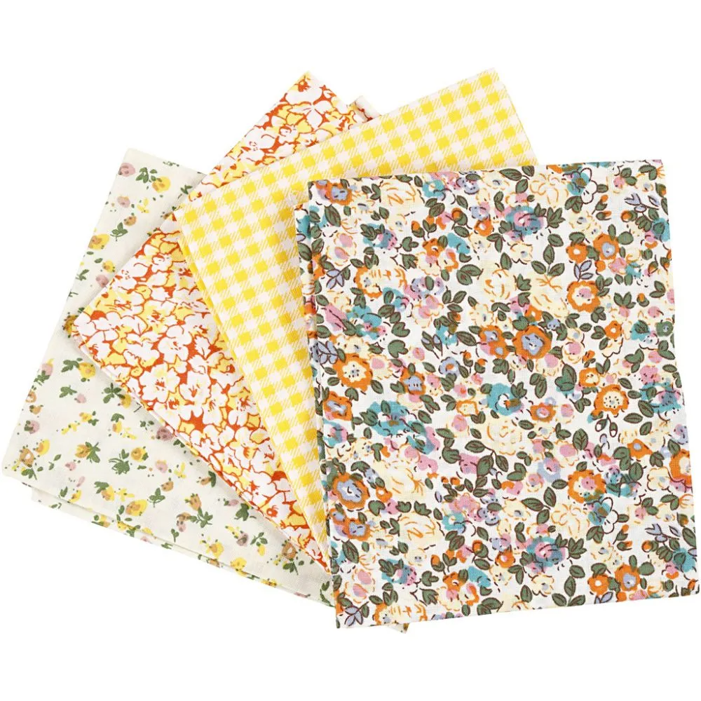 Patchworkstof - str. 45x55 cm 100 g|m2 - gul 4stk.