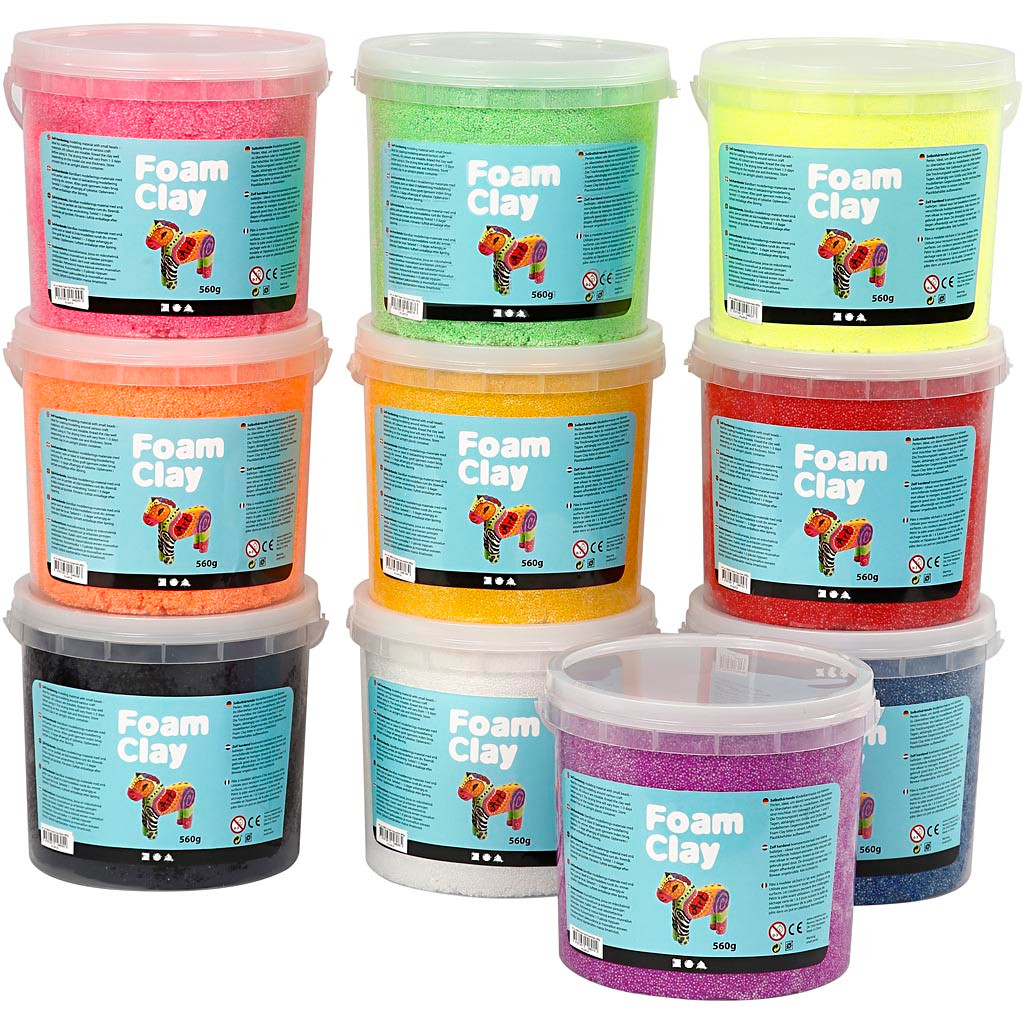 Foam Clay assorteret farver - 10 x 560 gram