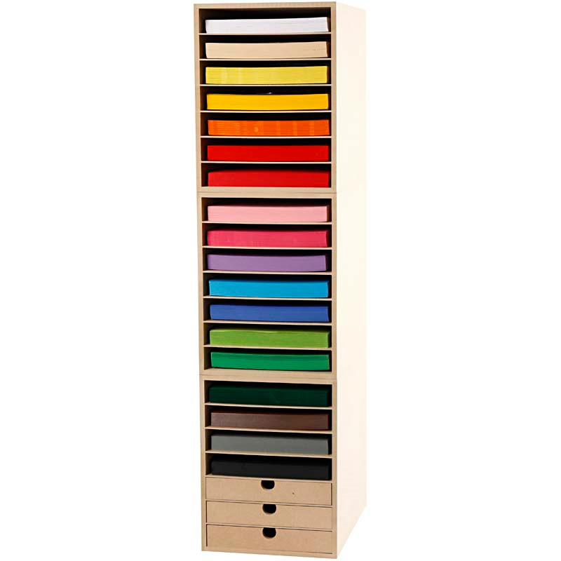 Karton inkl. reoler, A4 210 x 297 mm, H: 100 cm, ass. farver - 1 sæt, 180 g
