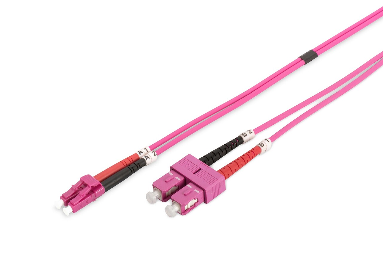 Digitus DIGITUS FO patch cord, duplex, LC to SC MM OM4, 10 m