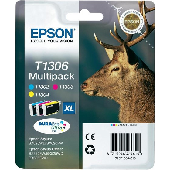 Epson T1306 blækpatron multipak - 3 farver - XL