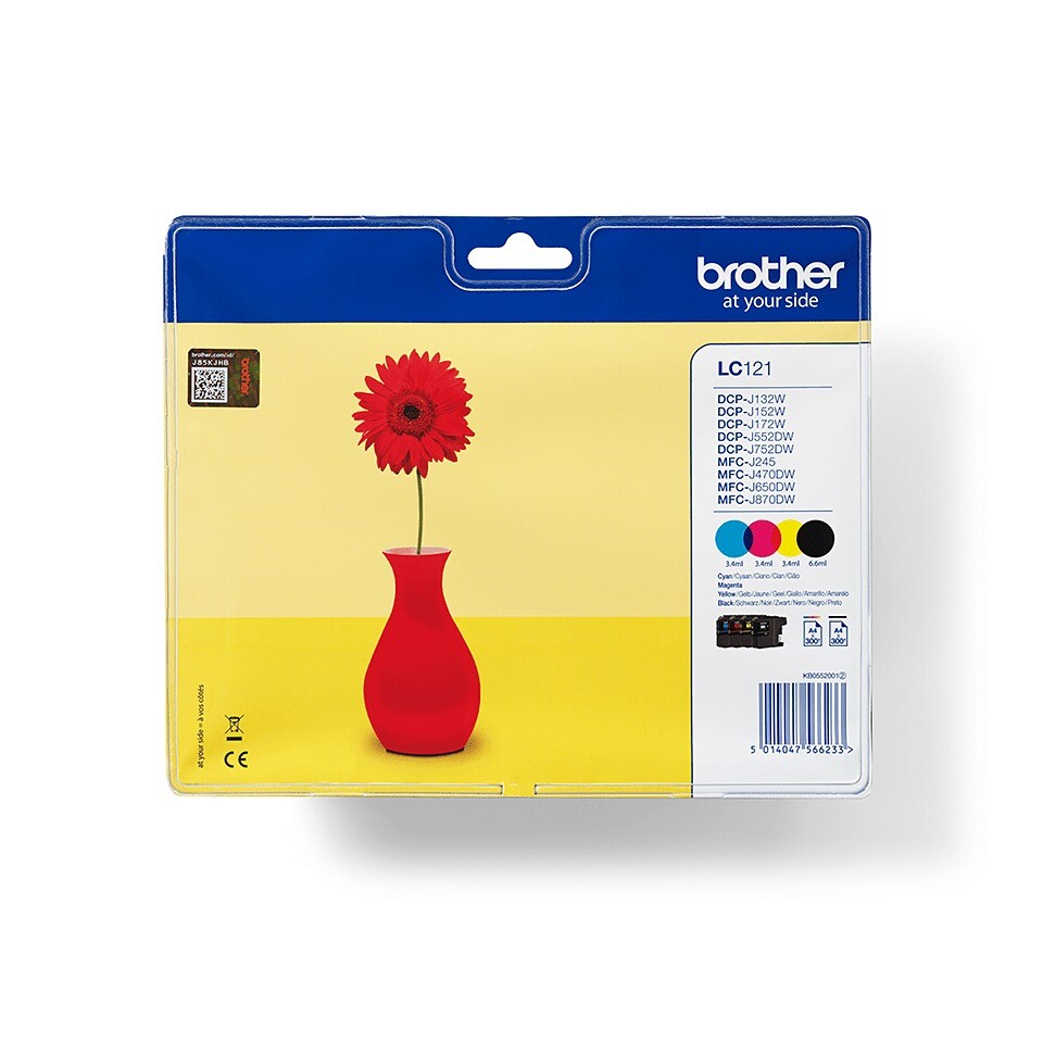Brother LC121, Blækpatroner, Farvet & Sort, Multipack