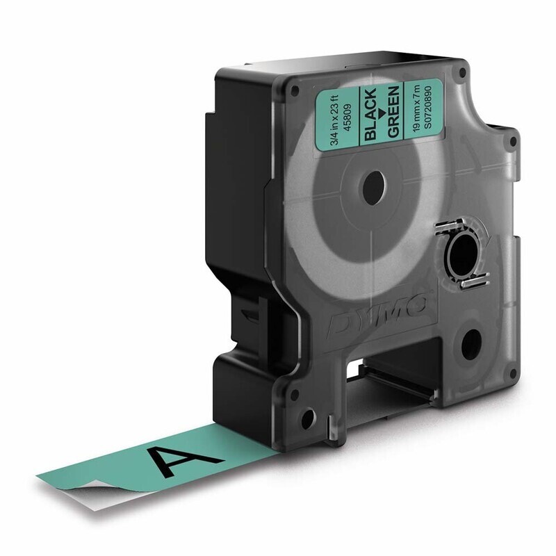 DYMO Tape D1 45809 - Label tape 19 mm sort på grøn