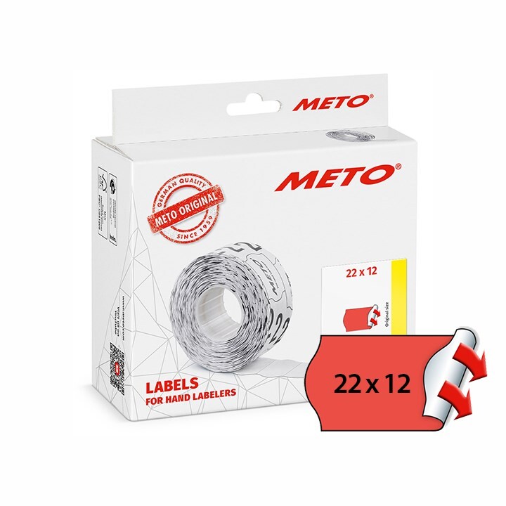 Pris- og datomærkeetiketter - METO - Etiket perm - 22x12 - Rød