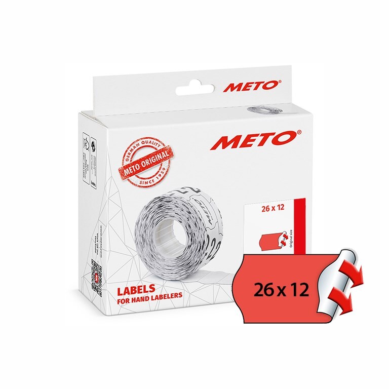 Pris- og datomærkeetiketter - METO - Etiket perm - 26x12 - Rød