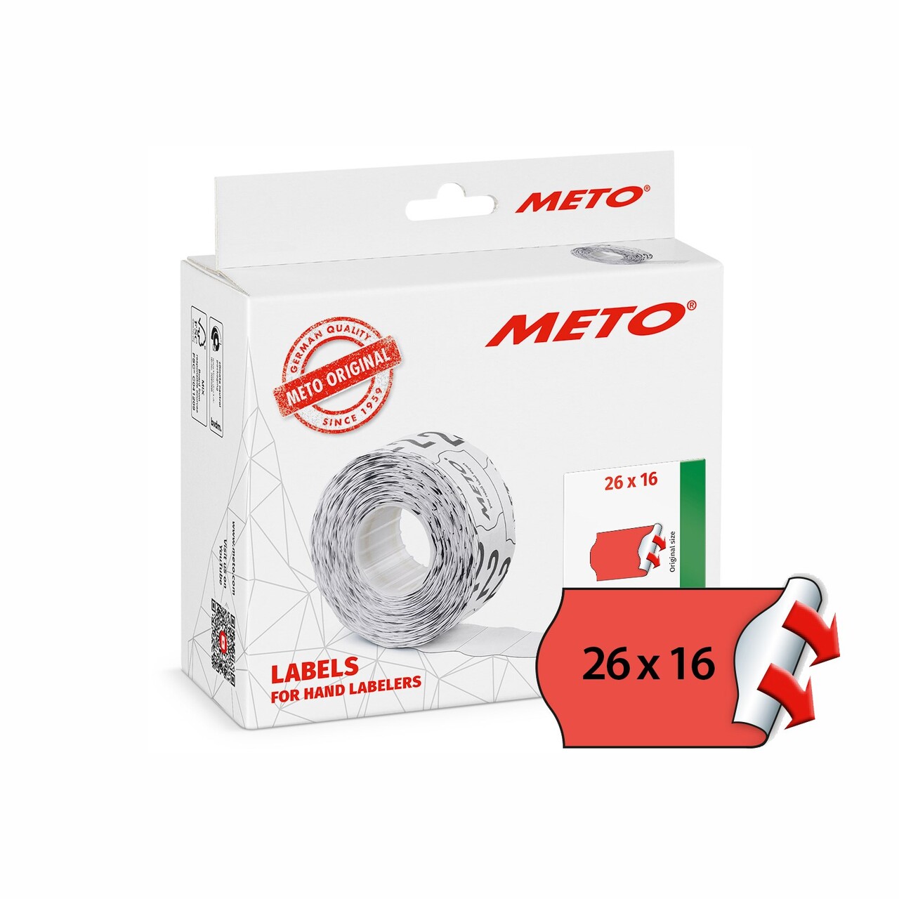 Pris- og datomærkeetiketter - METO - Etiket perm - 26x16 - Rød