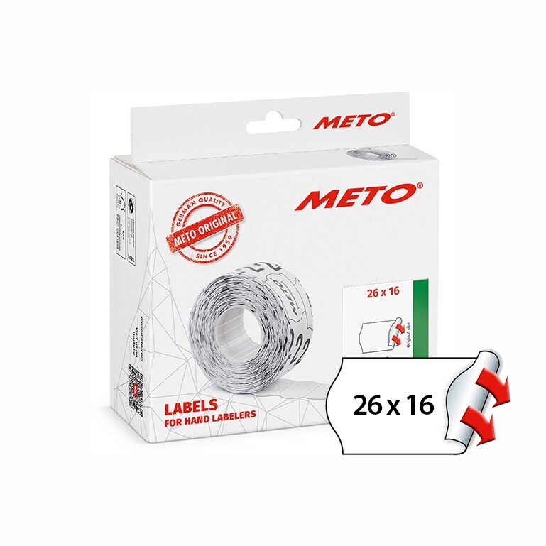 Pris- og datomærkeetiketter - METO - Etiket perm - 26x16 - Hvid