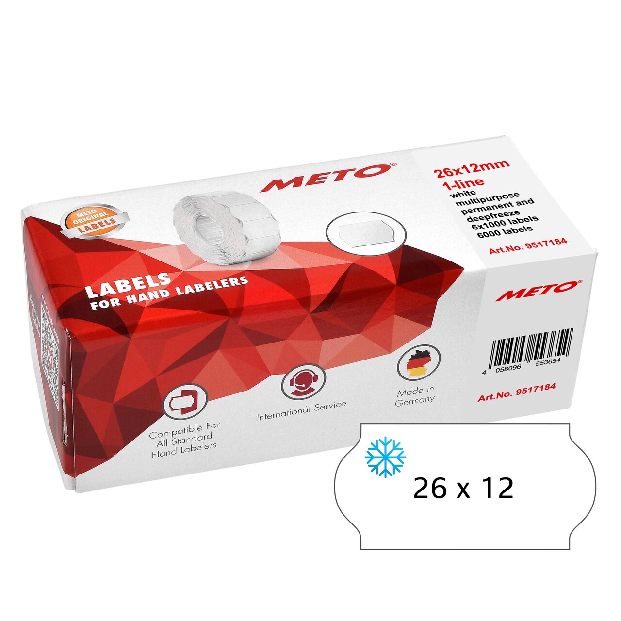 Fryseetiket - METO - Perm - 26x12 - Hvid