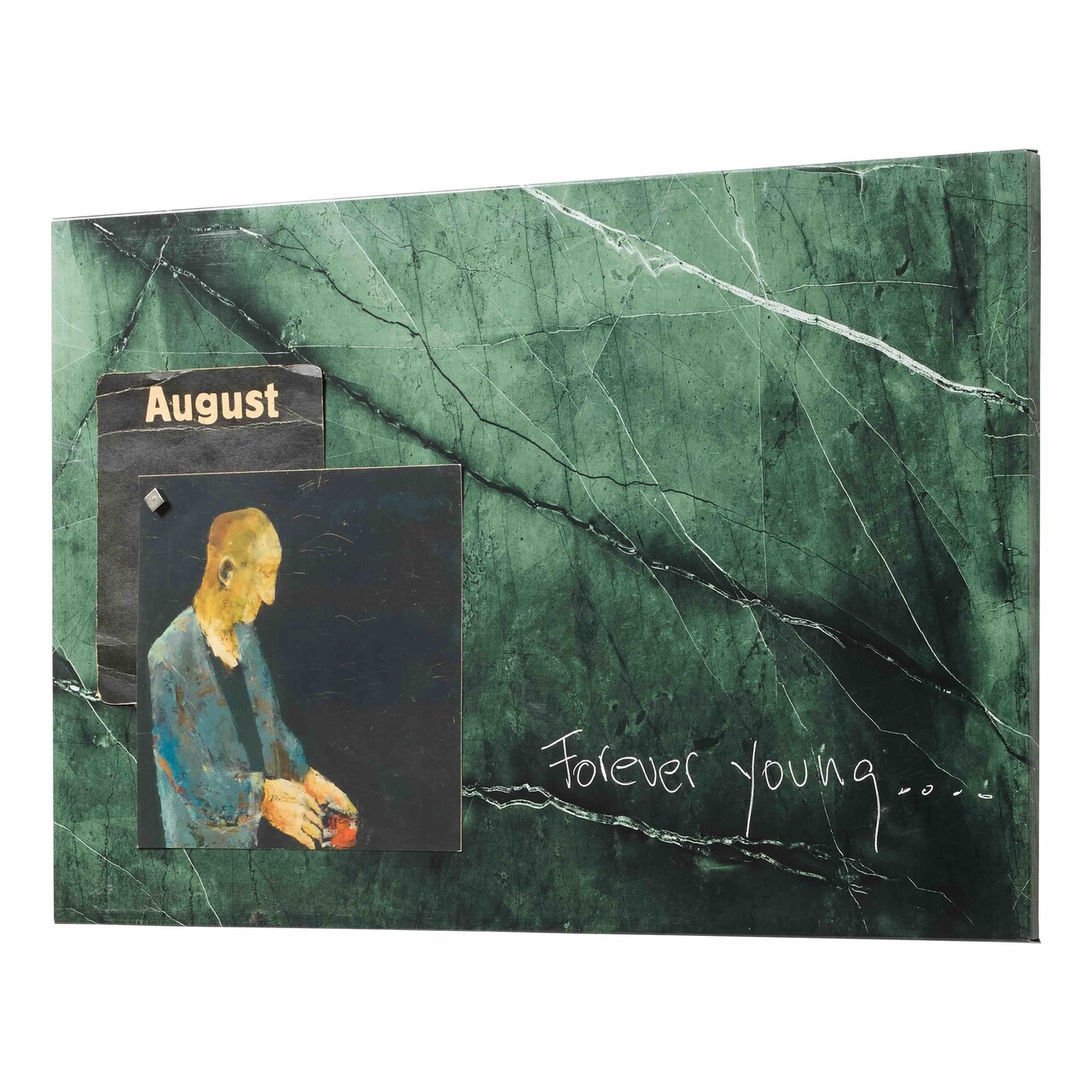 Magnetisk ståltavle - Grøn marmorlook - 40 x 60 cm