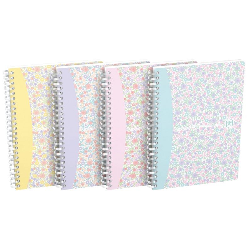 5 stk. Notesbog - Oxford Floral A5 Linjeret 60 ark - Assorteret