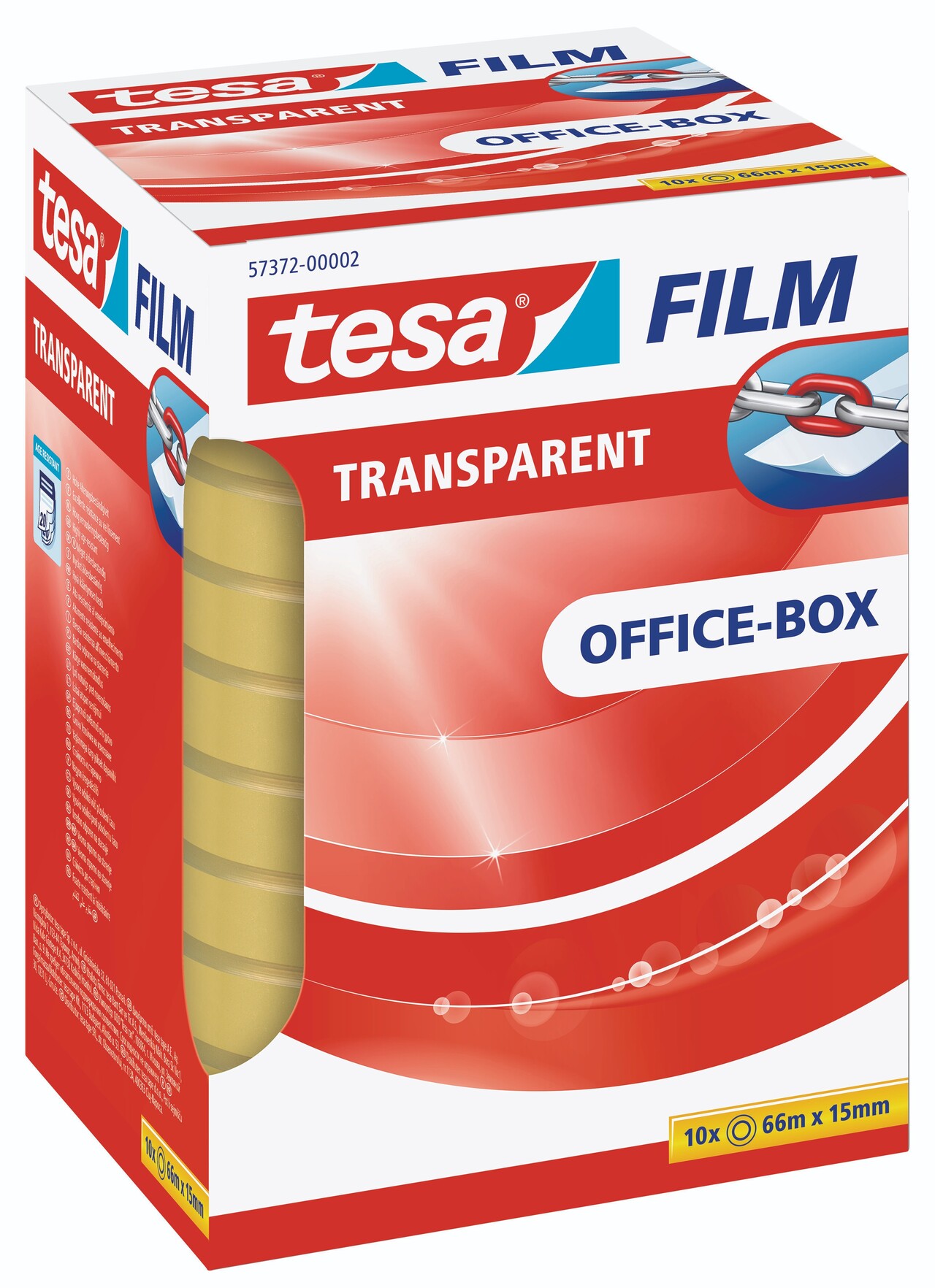Kontortape transparent - 15 mm x 66 m - 10 stk