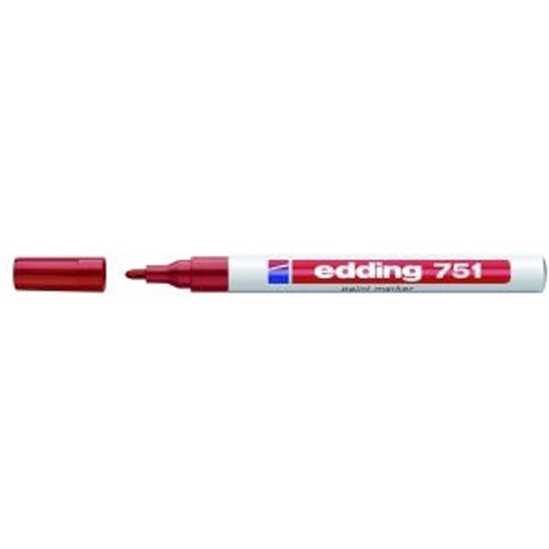 Edding 751 – permanent marker – rød – rund spids 1–2 mm – 10 stk