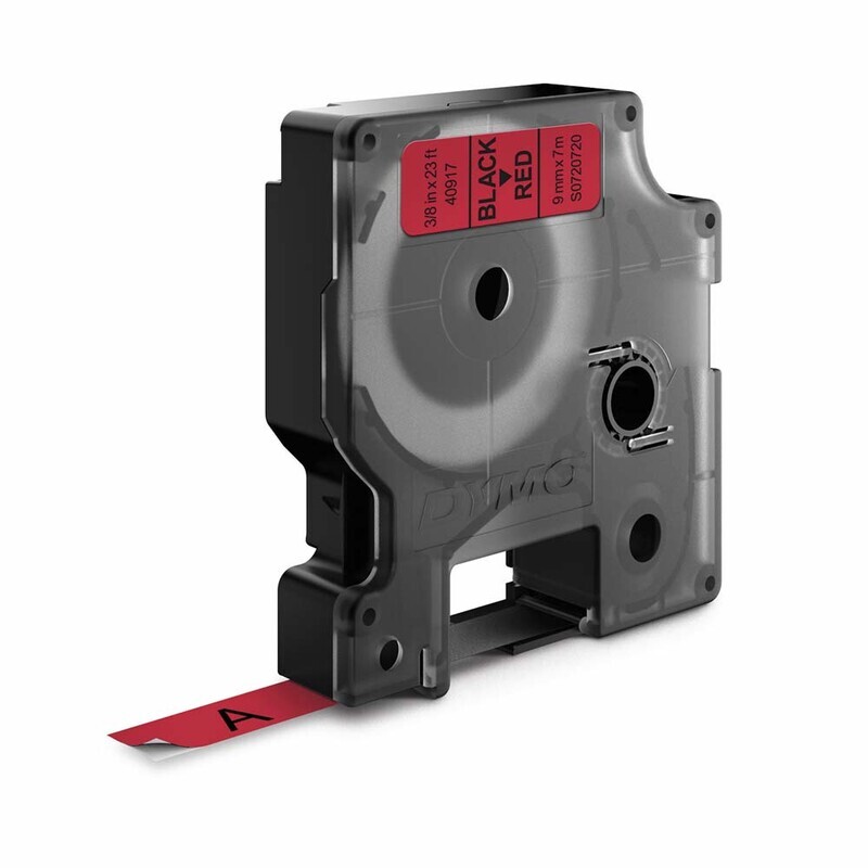 DYMO Tape D1 40917 - Label tape 9 mm sort på rød