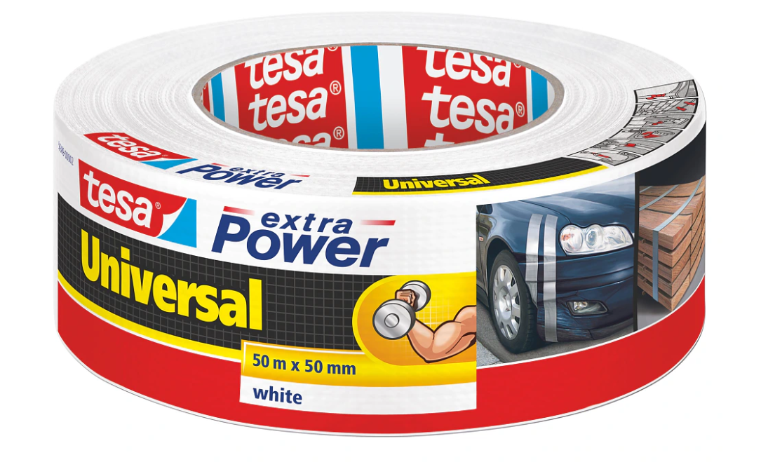 Tape - Tesa - Extra Power Universal - 60% Recycled Plastic - 50mm x 50m - Hvid - 6 stk