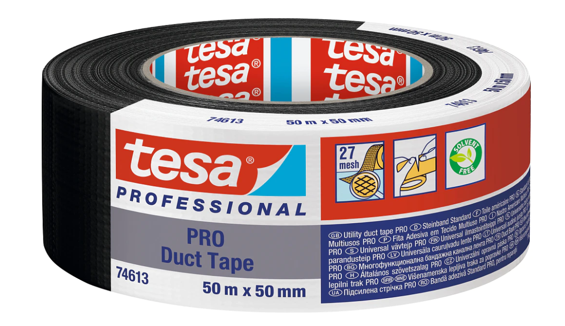PRO duct tape - Tesa 74613 - 25 m x 50 mm - Sort - 6 stk