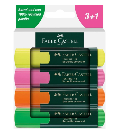 Overstregningstusser - Textliner 48 - 4 ass - Hvid karton etui - 2024 - 5 pakker