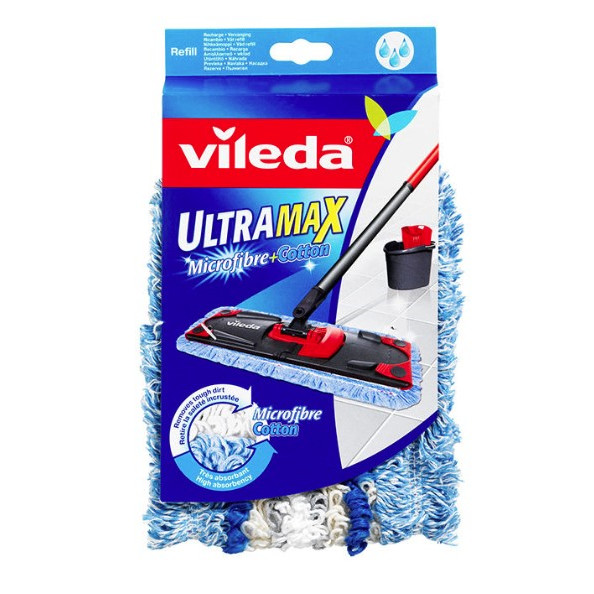 Vileda ultramax fladmoppe Microfiber & Cotton REFILL - 8 stk