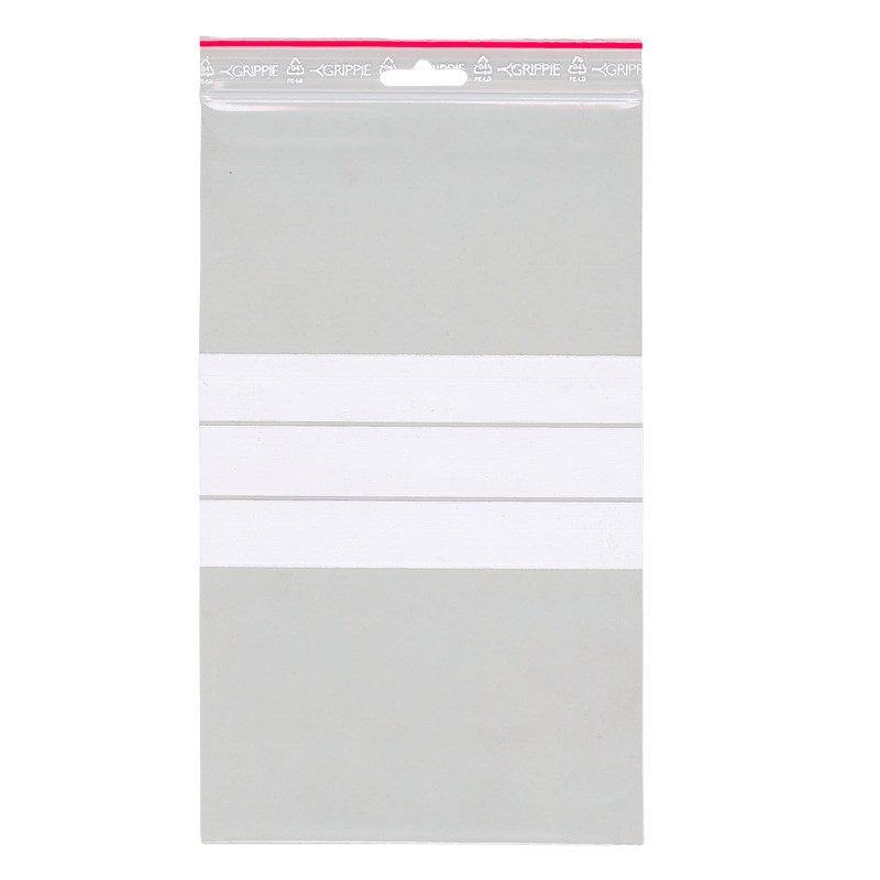 Lynlåsposer 150 x 250 mm GRIPPIE T-88 med skrivefelt og eurohul - 1000 stk i pakke