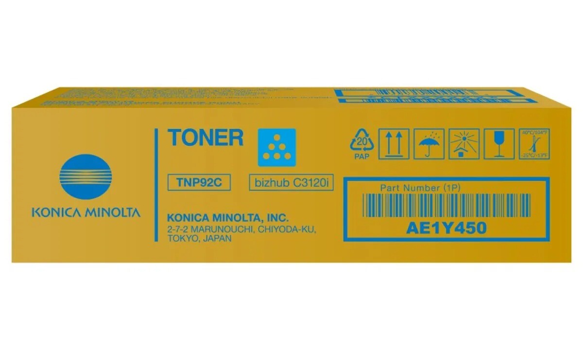 TNP92C, Konica Minolta, Lasertoner, Cyan, bizhub C3120i
