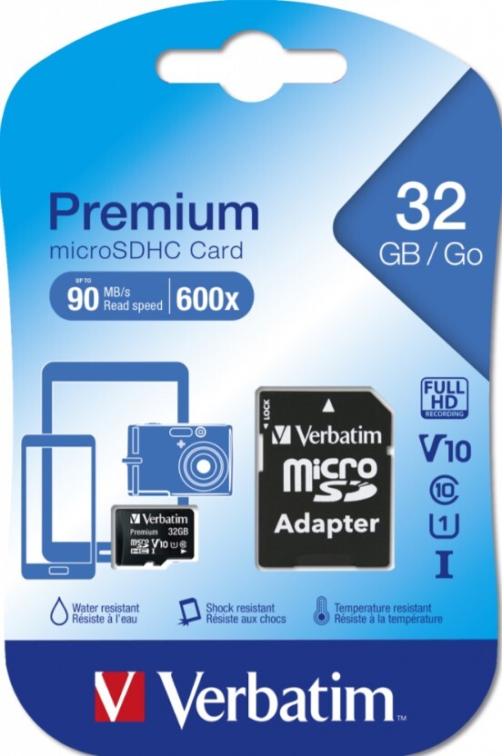 Micro SD kort - Verbatim microSDHC 32GB - Class 10 - inkl. adapter