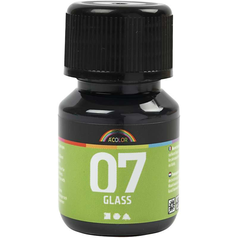 Porcelæn- og glasmaling - A-Color Glass - Sort - 30 ml