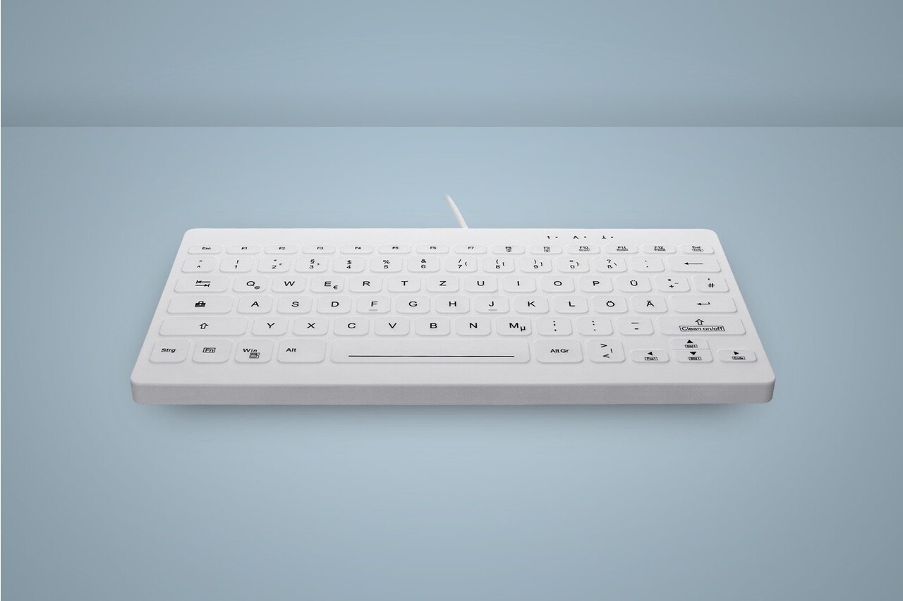 Tastatur, Active Key, QuickClean Med Keyboard Rem Cov Mini W, USB-A, Hvid