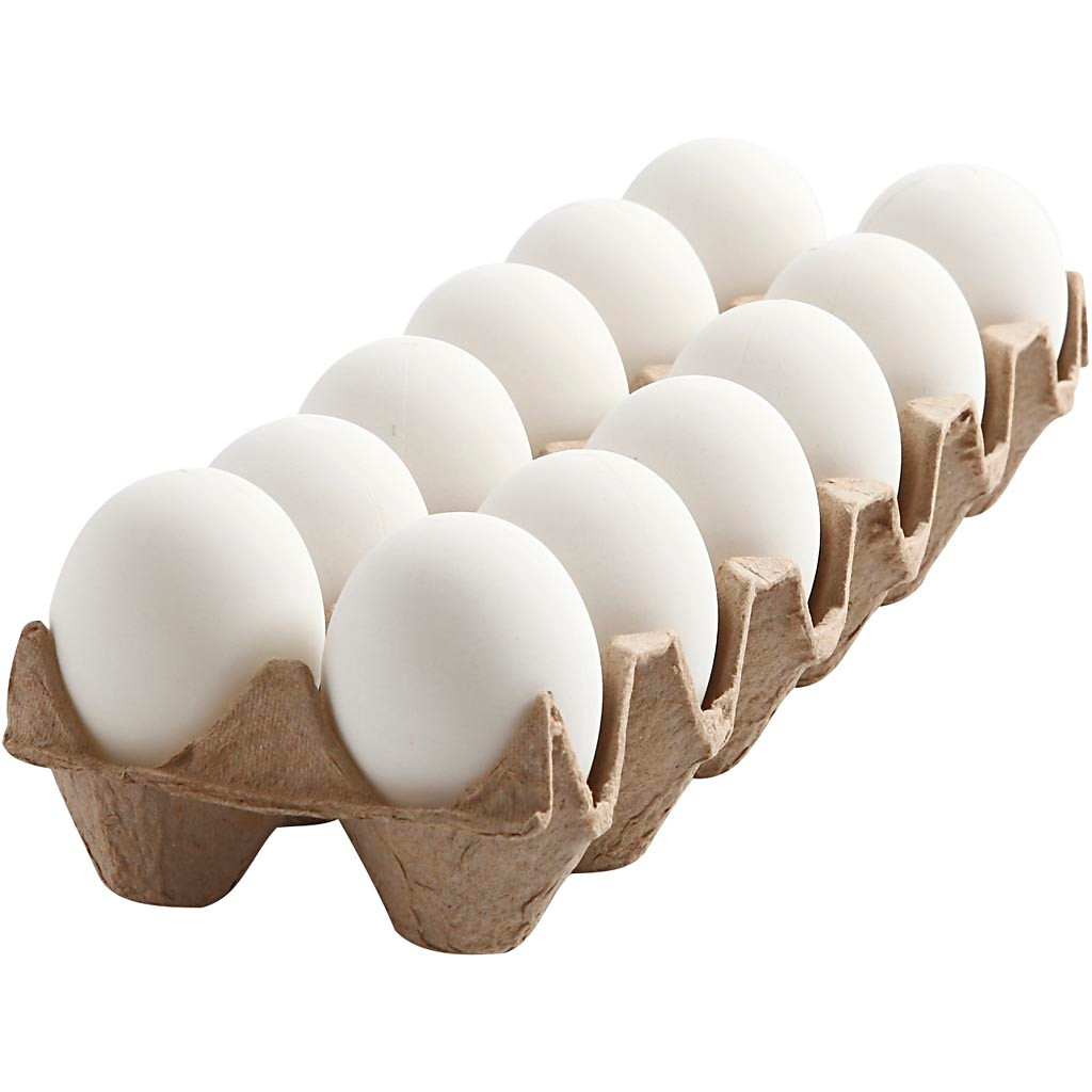 Æg - Plast - Hvid 6cm - 12 stk