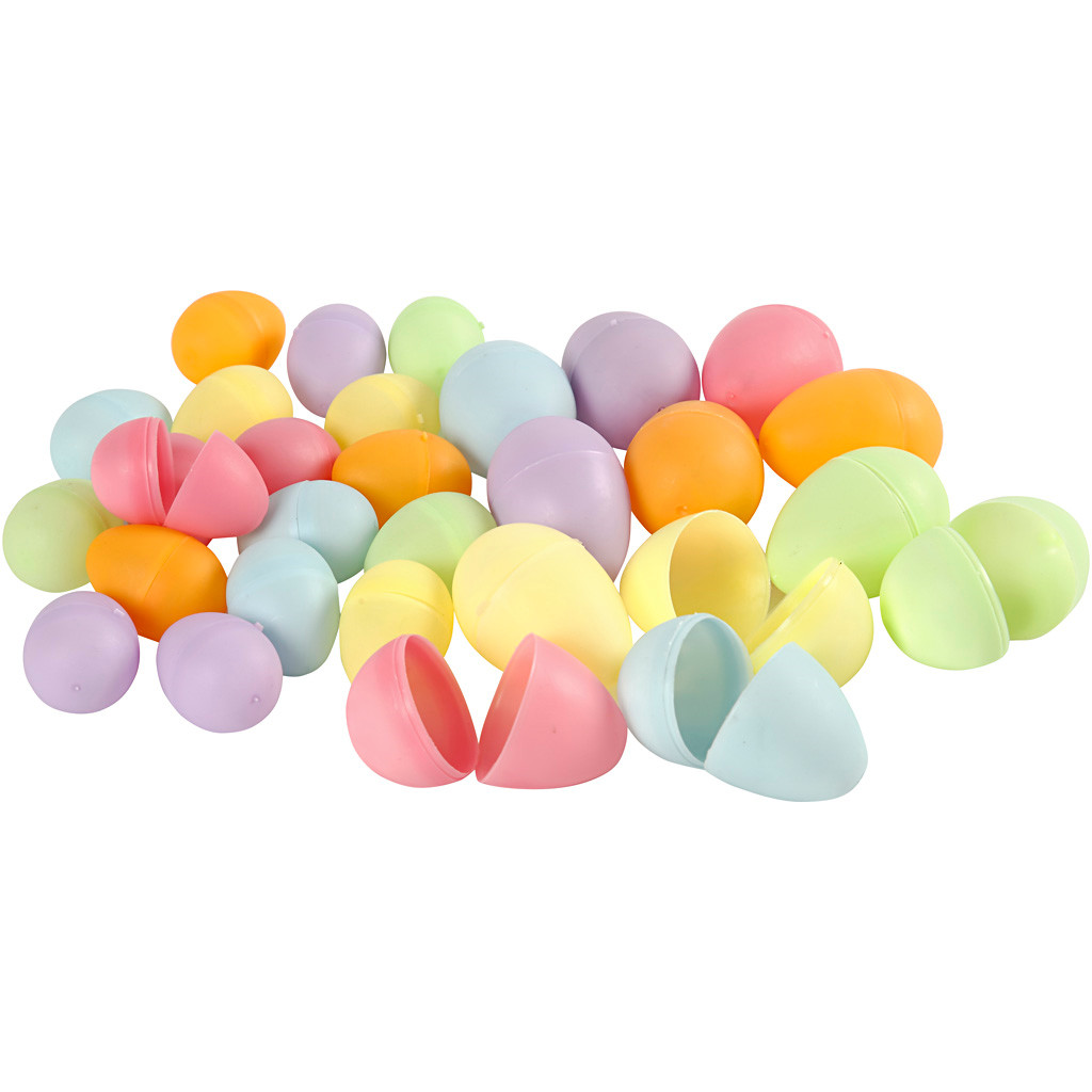 Æg - pastelfarver H: 4,5+6 cm diam. 3+4 cm - 720 stk./1 pk.