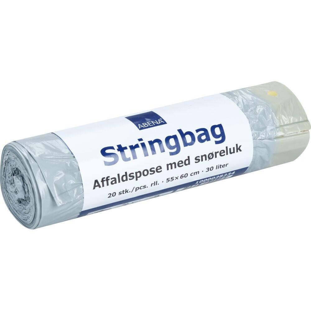 Affaldsposer med snøreluk - 30 l - 55 x 60 cm - grå - 24 ruller