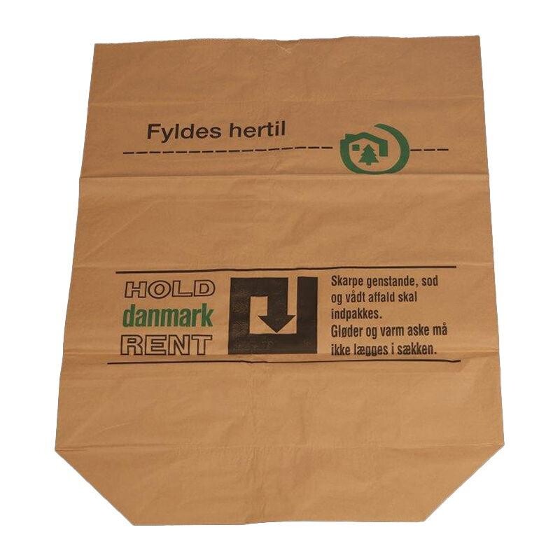 Papirsække 70x95x25cm 2-lags brun m.plastik indv - 20 stk