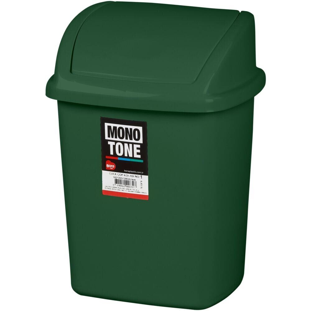 Affaldsspand med vippelåg - 16,5x20x28,5cm grøn plast - 4,45 l