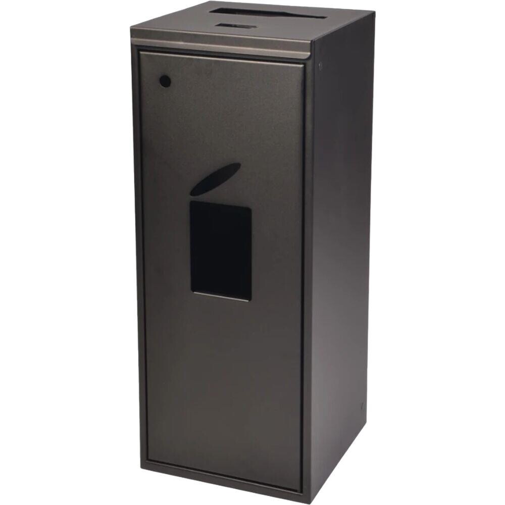 Affaldsspand, Tina Trolleys, sort, 3-rums, med låge, til metal (20l), flasker (10l) og batterier (1,3l)